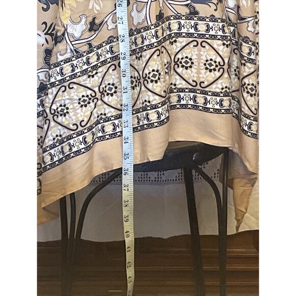 Boho Floral Kimono Ruana Wrap Long Draped Open Front Shawl Lightweight Tan EUC - Picture 6 of 8